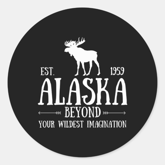Moose Alaska Last Frontier Alaska Bear Classic Round Sticker (Front)