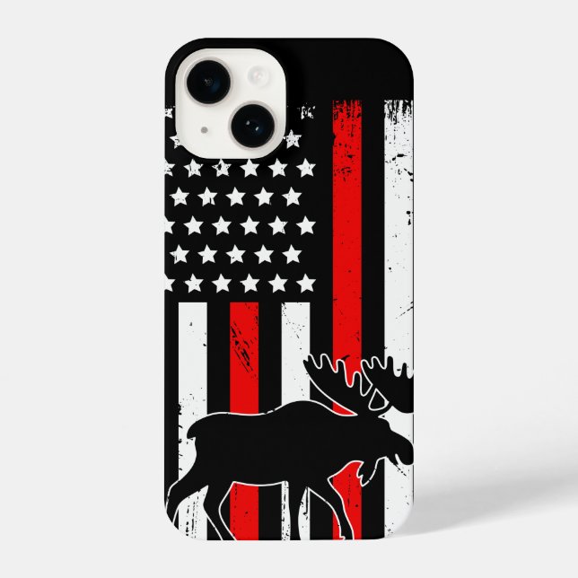 Moose American Flag iPhone Case (Back)