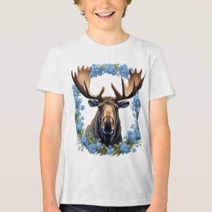 Moose And Alaska Alpine Myosotis Flowers Tri-Blend Shirt