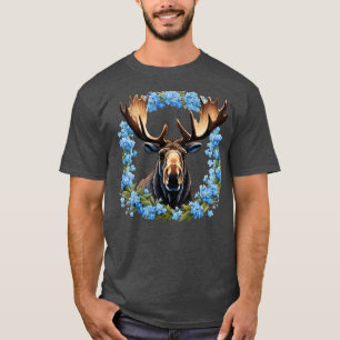 Moose And Alaska Alpine Myosotis Flowers TShirt