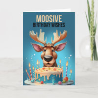 Moose and Birthday Cake Cute Moose 