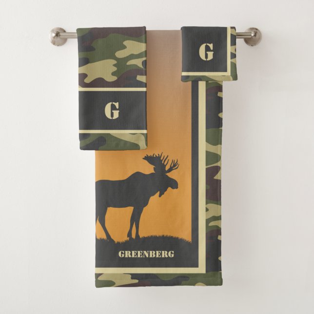 Moose and Camo Bath Towel Set (Insitu)