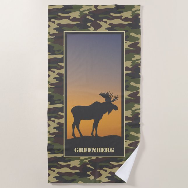 Moose and Camo Beach Towel (Front)