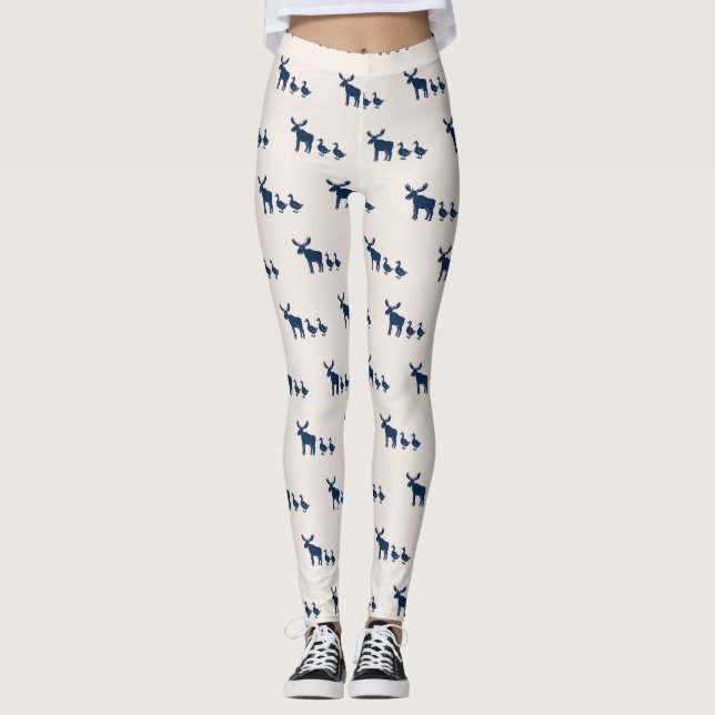 Moose and Ducks Pattern Leggings (Front)
