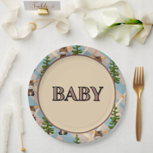 Moose and Mobile baby shower paper plates