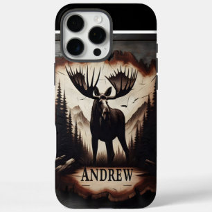 Moose And Mountains Wood Sign iPhone 16 Pro Max Case