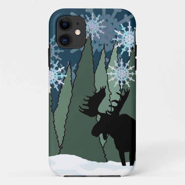 Moose and Snowflake Forest Case-Mate iPhone Case (Back)