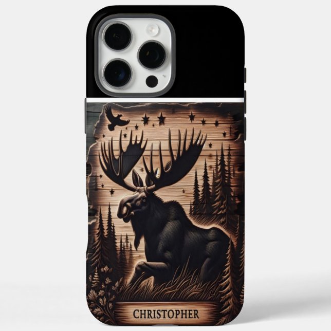 Moose And Stars Custom Wood Sign Case-Mate iPhone Case (Back)