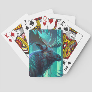 Moose Animal Portrait Painting Dark Character  Playing Cards