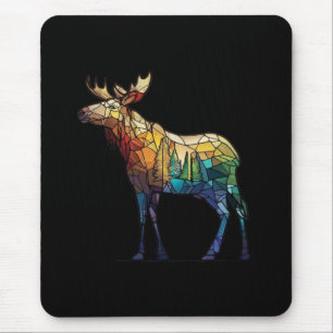 Moose Animal Portrait Stained Glass Wildlife Free Mouse Mat