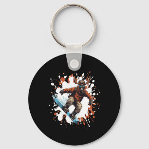 Moose Animal Snowboarding Cool Snowboard Key Ring