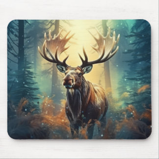 Moose Animal Wildlife Wilderness Colourful Wall Ar Mouse Mat