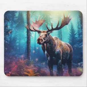 Moose Animal Wildlife Wilderness Colourful Wall Ar Mouse Mat