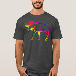 Moose Art Cute Artistic Colourful Moose Animal Nat T-Shirt