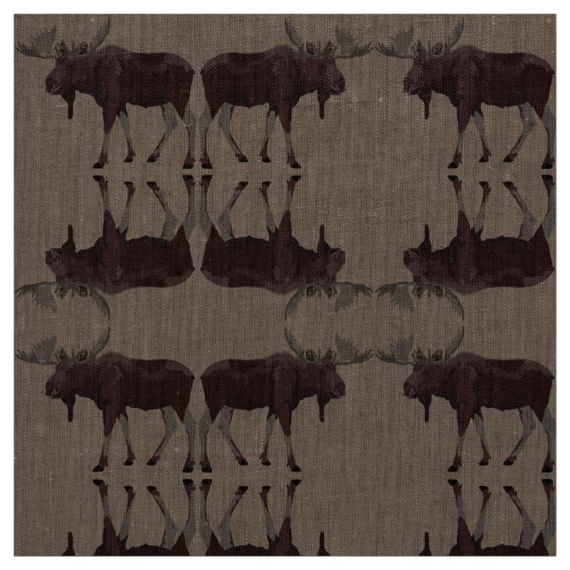 Moose Art Fabric Wildlife Fabric Cotton or Poly (Swatch)