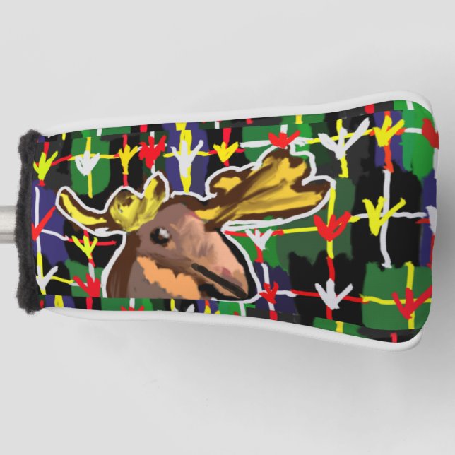 Moose art style  golf head cover (Front)