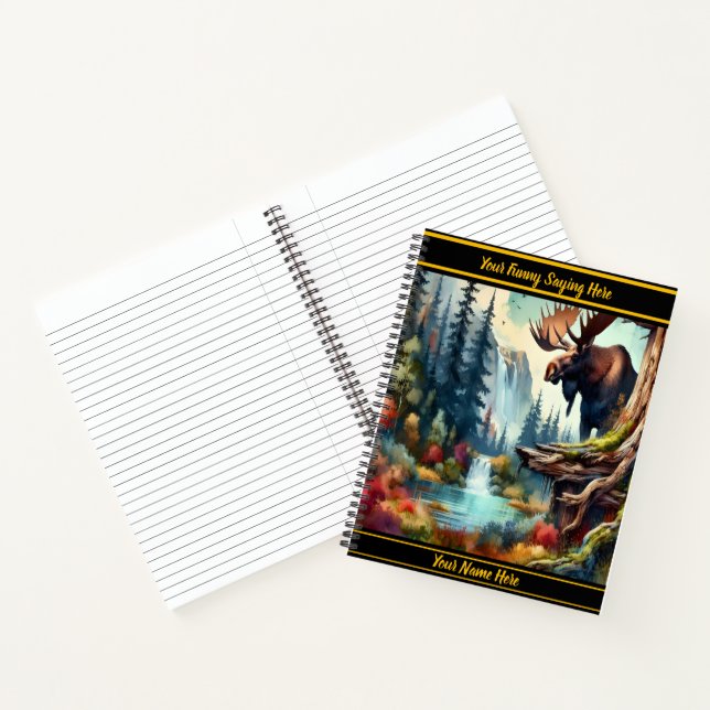 Moose at a vibrant waterfall notebook (Inside)