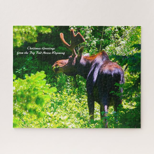 Moose at Grand Tetons. Christmas Greetings Jigsaw  Jigsaw Puzzle (Horizontal)
