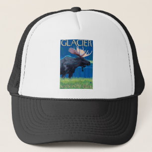 Moose at Night - Glacier National Park, MT Trucker Hat