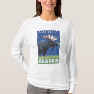 Moose at Night - Valdez, Alaska T-Shirt