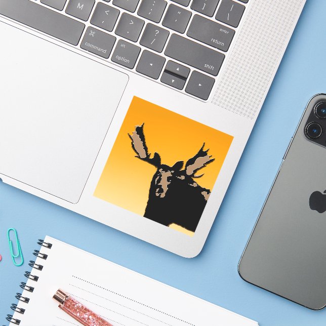 Moose at Sunset  - Original Wildlife Art (Laptop w/ iPhone)