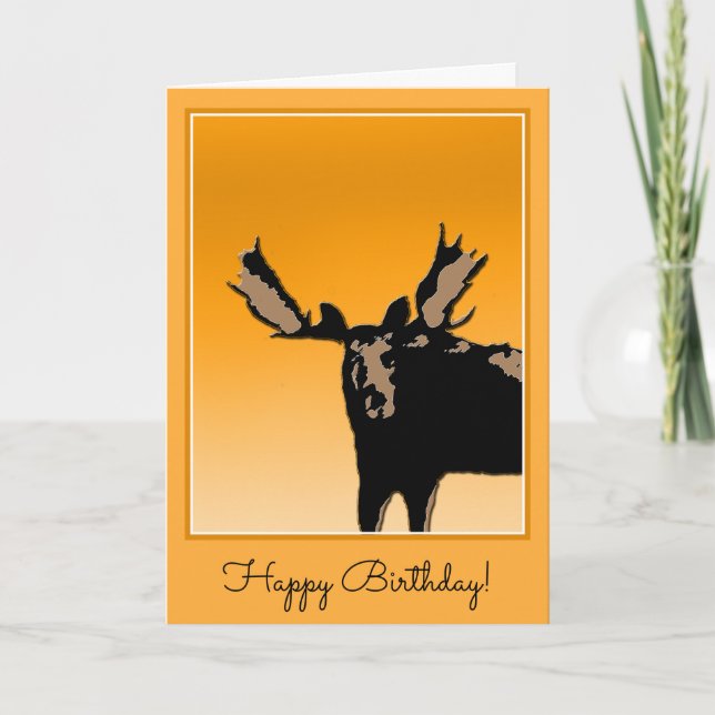 Moose at Sunset  - Original Wildlife Art Card (Front)