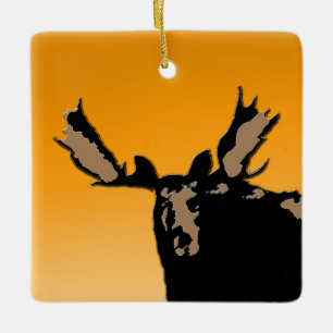 Moose at Sunset - Original Wildlife Art Ceramic Ornament
