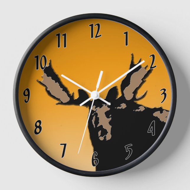 Moose at Sunset  - Original Wildlife Art Clock (Front)