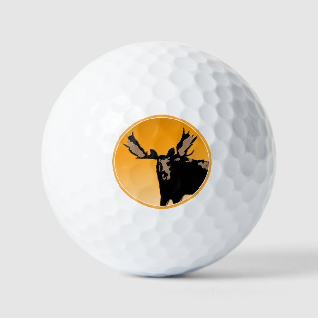 Moose at Sunset  - Original Wildlife Art Golf Balls (Front)