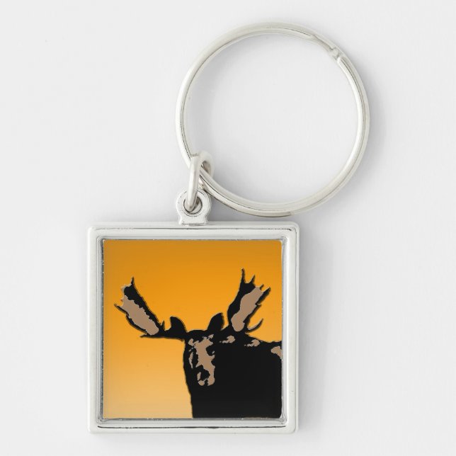 Moose at Sunset  - Original Wildlife Art Key Ring (Front)