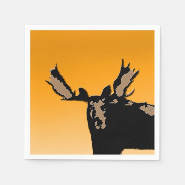 Moose at Sunset  - Original Wildlife Art Napkin (Front)