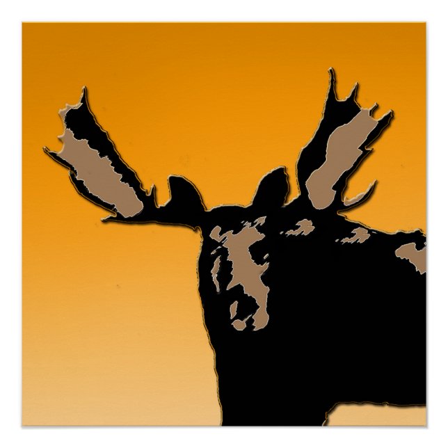 Moose at Sunset  - Original Wildlife Art Poster (Front)