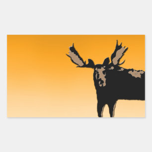 Moose at Sunset  - Original Wildlife Art Rectangular Sticker