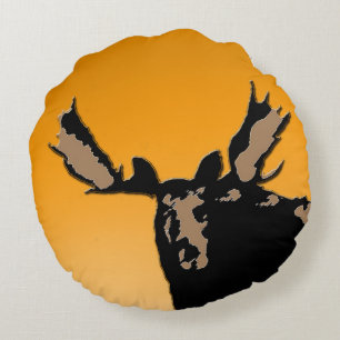 Moose at Sunset - Original Wildlife Art Round Cushion