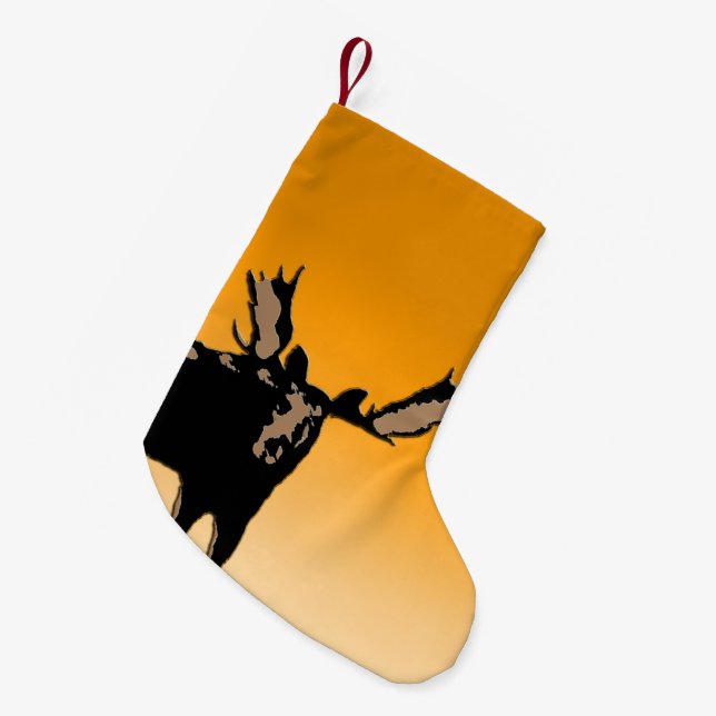 Moose at Sunset  - Original Wildlife Art Small Christmas Stocking (Front (Hanging))