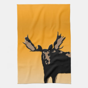Moose at Sunset  - Original Wildlife Art Tea Towel