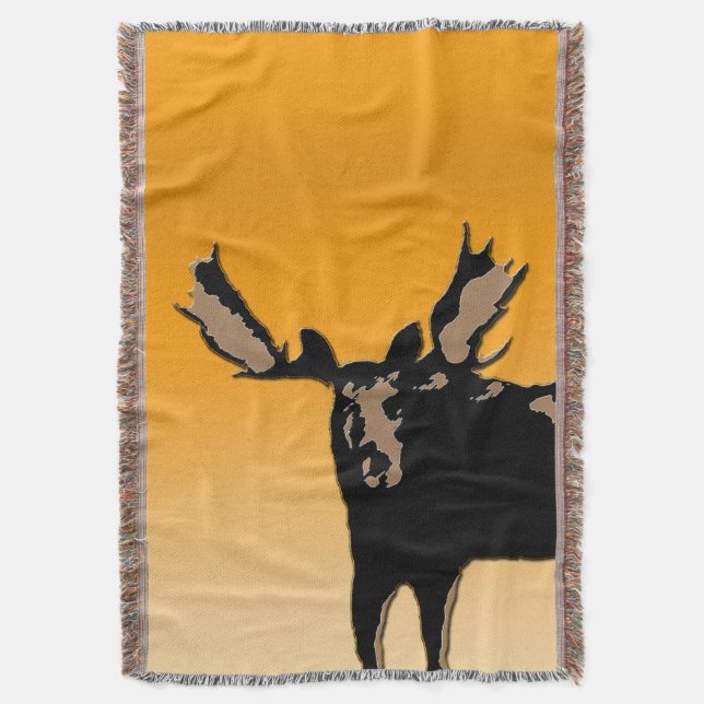 Moose at Sunset  - Original Wildlife Art Throw Blanket (Front Vertical)