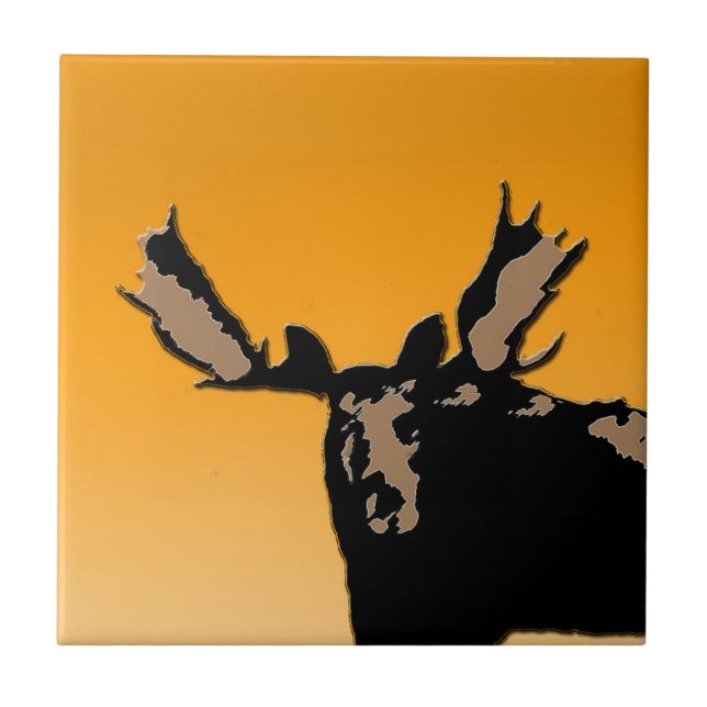 Moose at Sunset  - Original Wildlife Art Tile (Front)