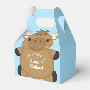 Moose Baby Shower Blue Boy Favour Box