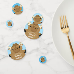 Moose Baby Shower Blue Confetti