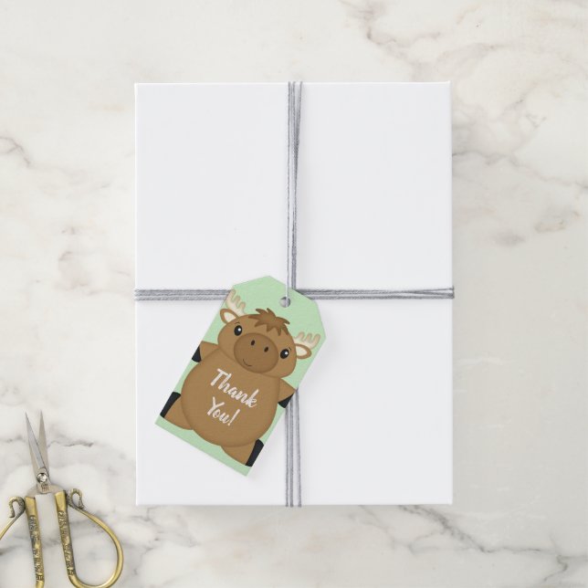 Moose Baby Shower Gift Tags (With Twine)