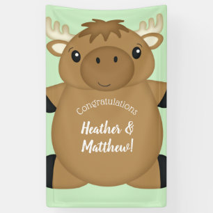 Moose Baby Shower Green Banner
