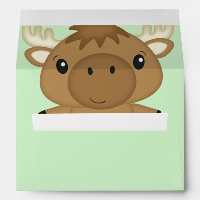 Moose Baby Shower Green Envelope (Back (Bottom))