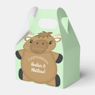 Moose Baby Shower Green Favour Box