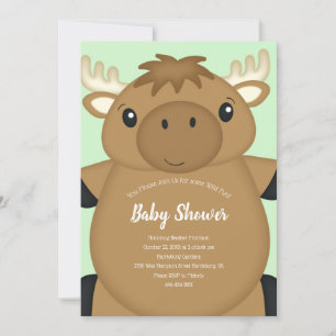 Moose Baby Shower Green Invitation
