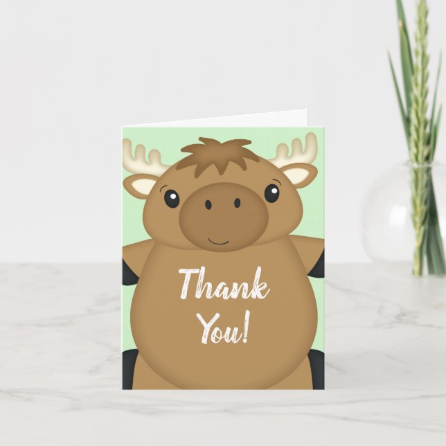 Moose Baby Shower Thank You Card (Front)
