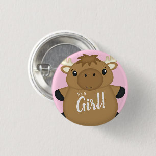 Moose Baby Shower Woodland 3 Cm Round Badge