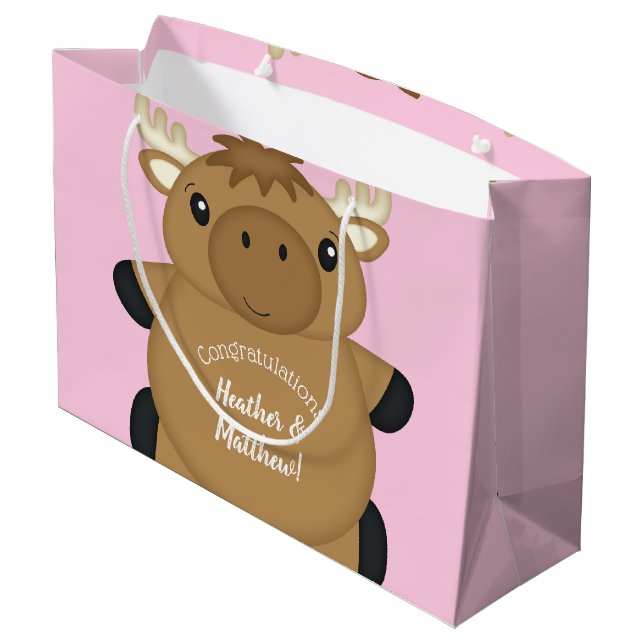 Moose Baby Shower Woodland Large Gift Bag (Back Angled)