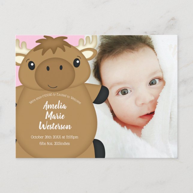 Moose Baby Shower Woodland Postcard (Front)