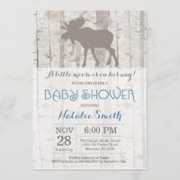 Moose Boy Baby Shower Invitation Rustic Woodland
